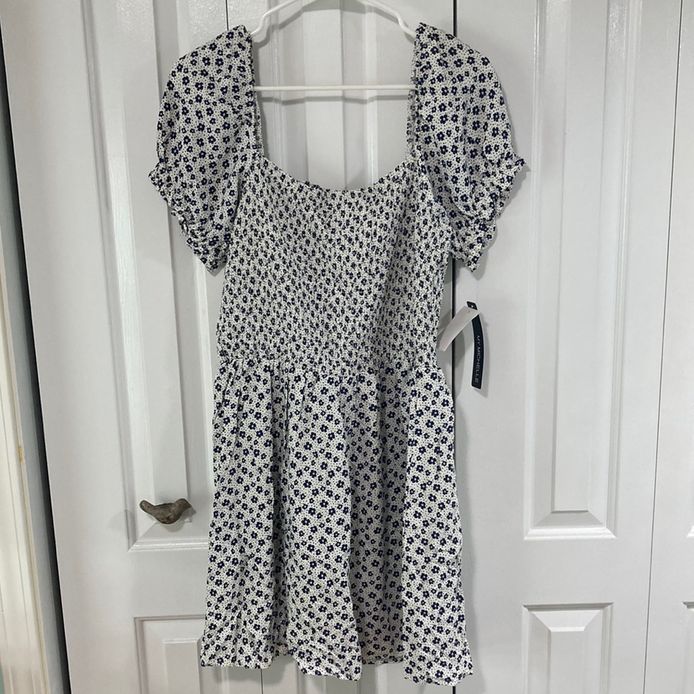 NWT blue and white floral My Michelle fit and flare casual mini dress. Size XL.